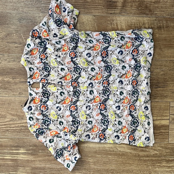 Zara Crocheted Multicolor Floral Crop Top Small - Picture 6 of 7